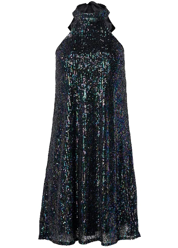 Sequin halter dress - Black Multi