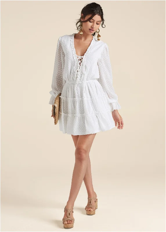 Ruffle mini dress - White