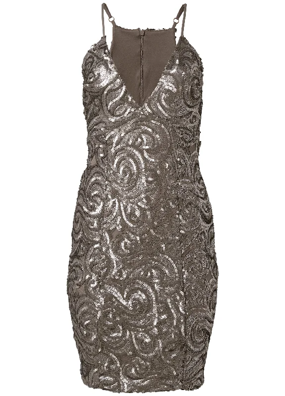 Deep-v sequin dress  - Gunmetal