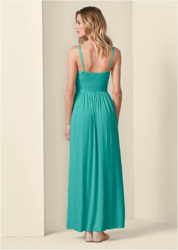 Button-front maxi dress - Turquoise