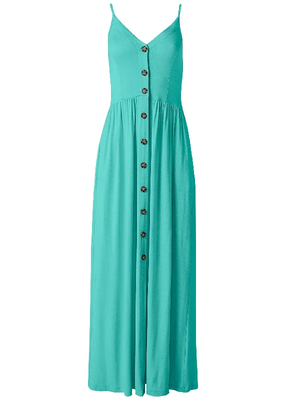 Button-front maxi dress - Turquoise