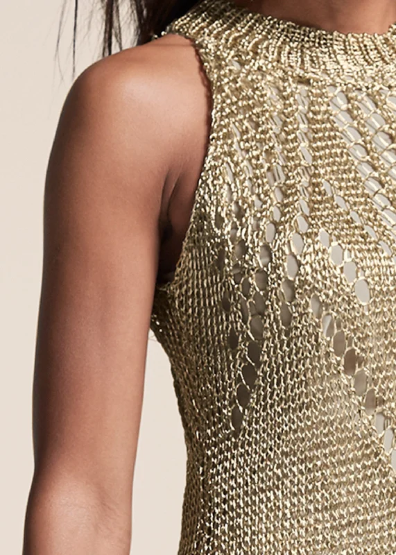 Metallic crochet dress - Gold