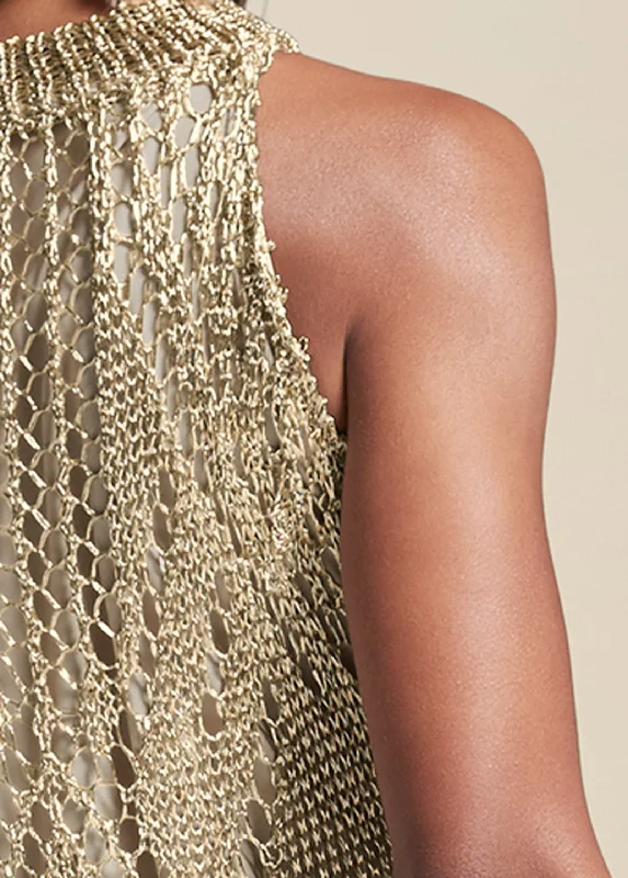 Metallic crochet dress - Gold