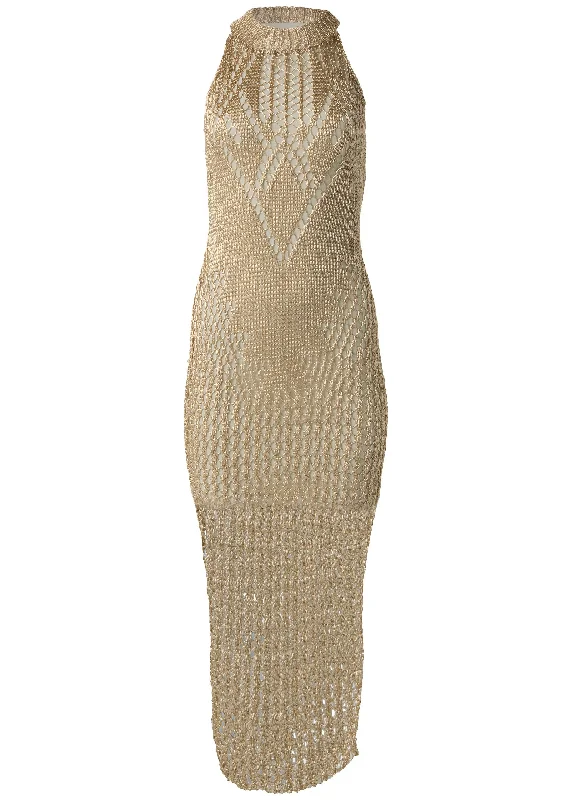 Metallic crochet dress - Gold