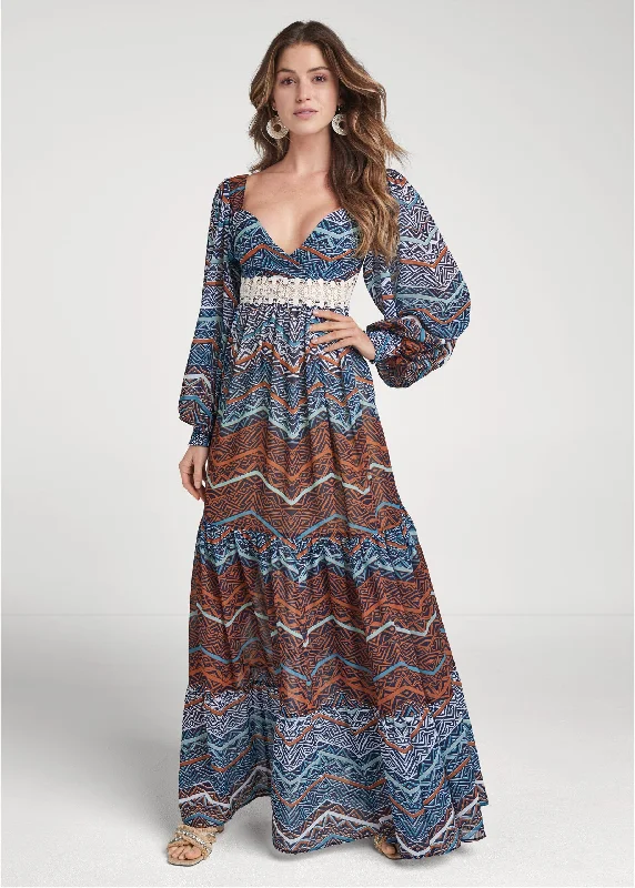 Printed maxi dress - Rust Multi