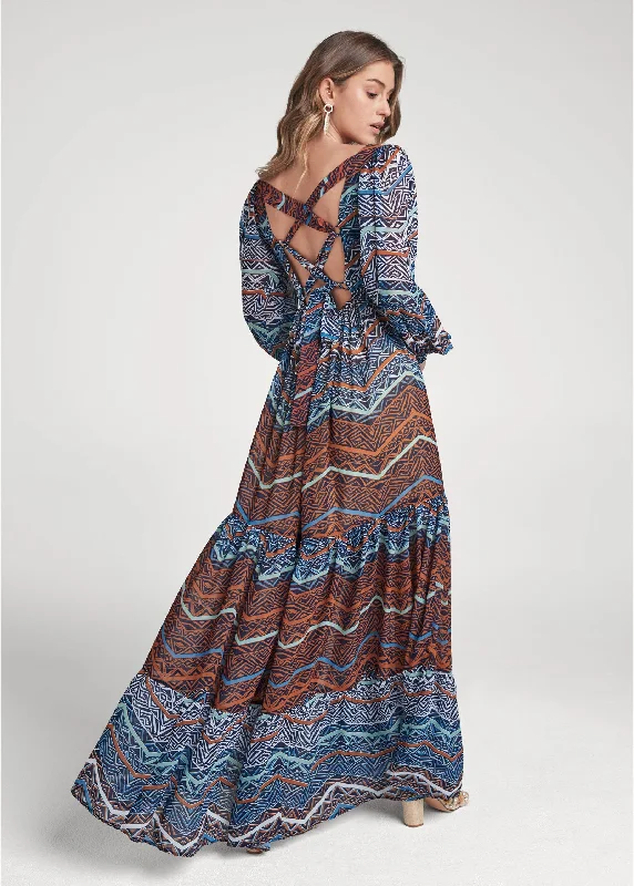 Printed maxi dress - Rust Multi