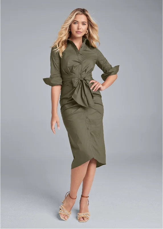 Button down shirt dress - Olive