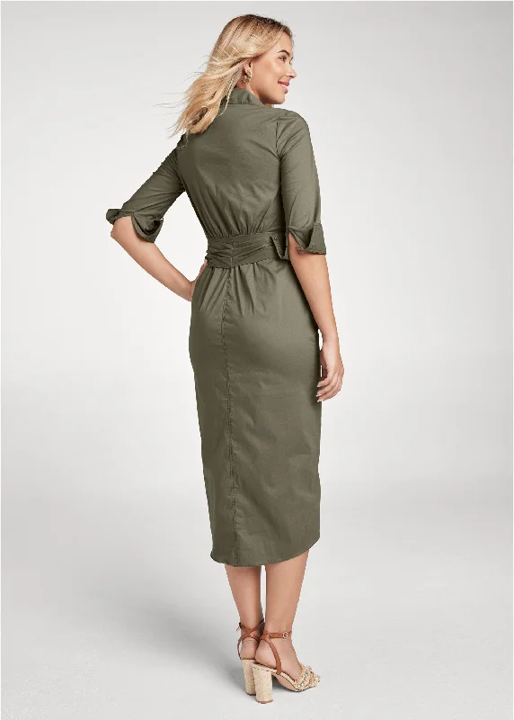 Button down shirt dress - Olive