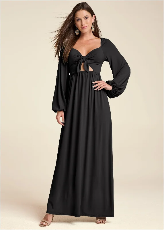 Tie-front maxi dress - Black