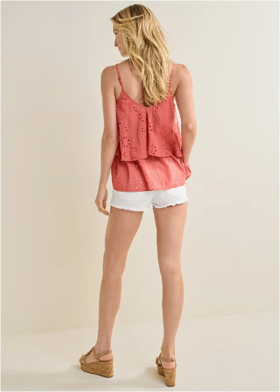 Eyelet tiered ruffle cami - Burnt Orange