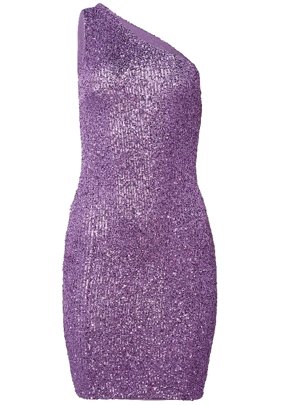 One-shoulder sequin dress - Lavender