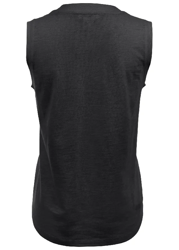 V-Neck shirred tank - Black