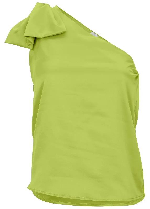 Bow detail one-shoulder top - Lime