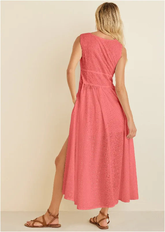 Eyelet maxi top - Coral