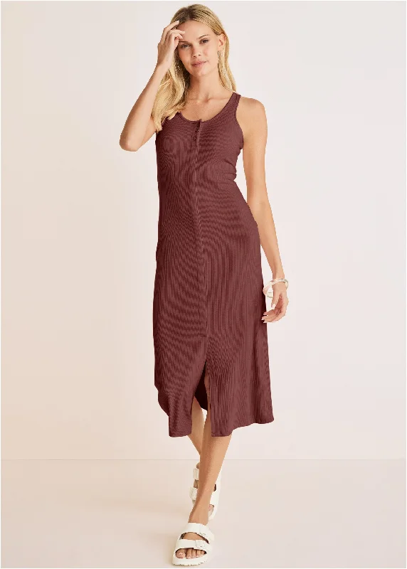 Henley midi dress - Auburn