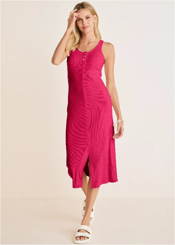 Henley midi dress - Dark Pink