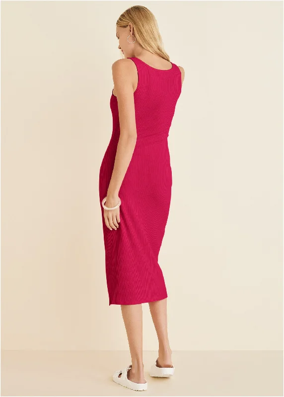 Henley midi dress - Dark Pink