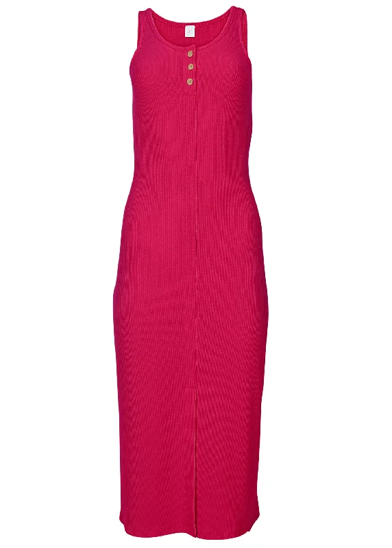 Henley midi dress - Dark Pink