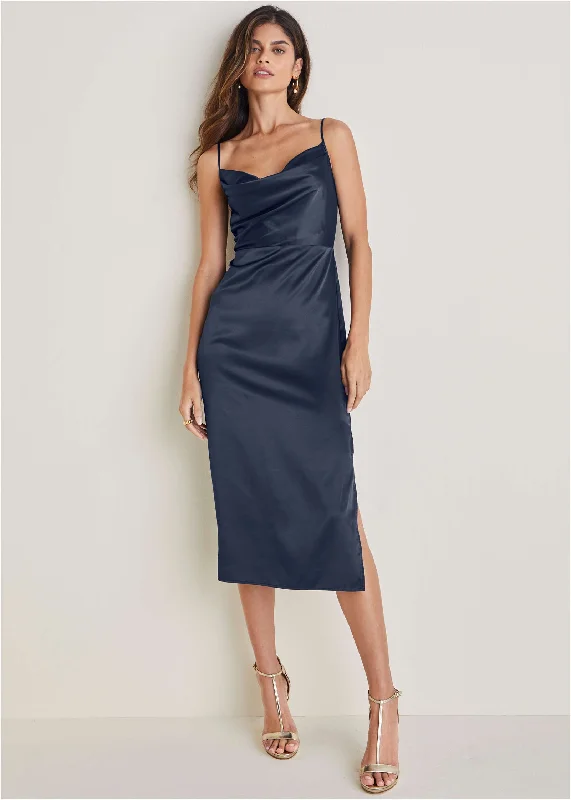 Cowl neck slip dress - Navy