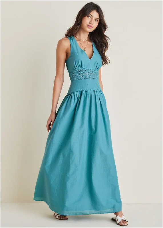 V-Neck maxi dress - Blue