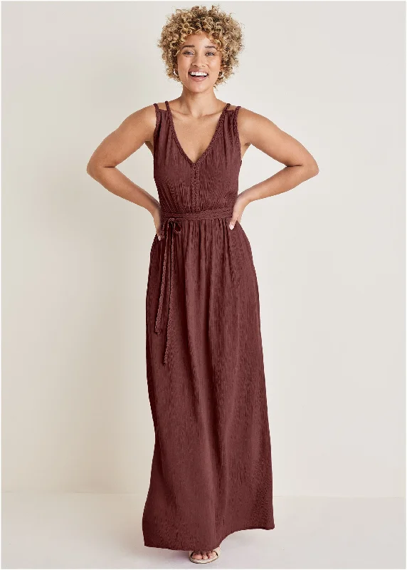 Braided detail maxi dress - Auburn