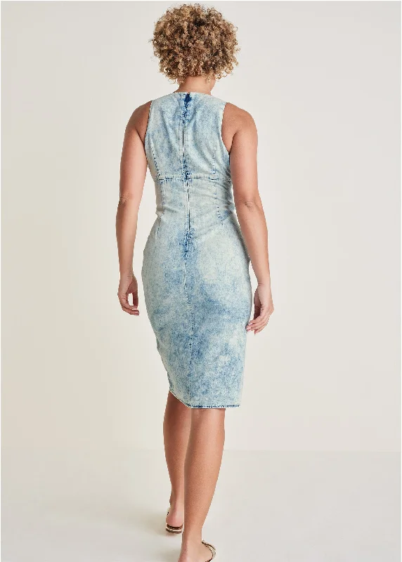 Deep-V dress - Acid Wash