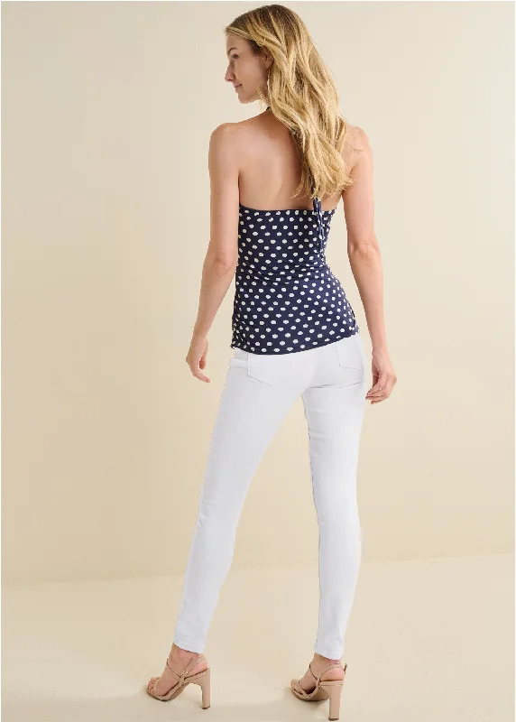 Surplice halter top - Blue & White