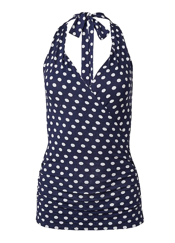 Surplice halter top - Blue & White