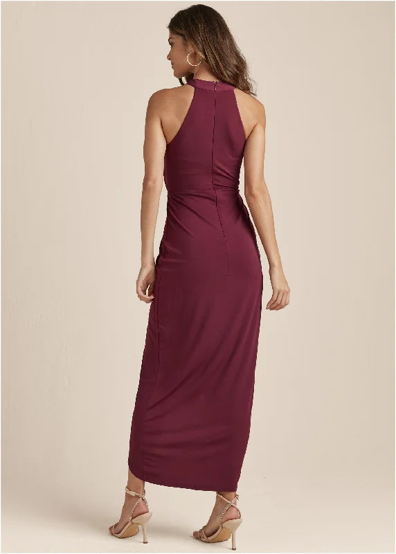 Long drape dress - Wine