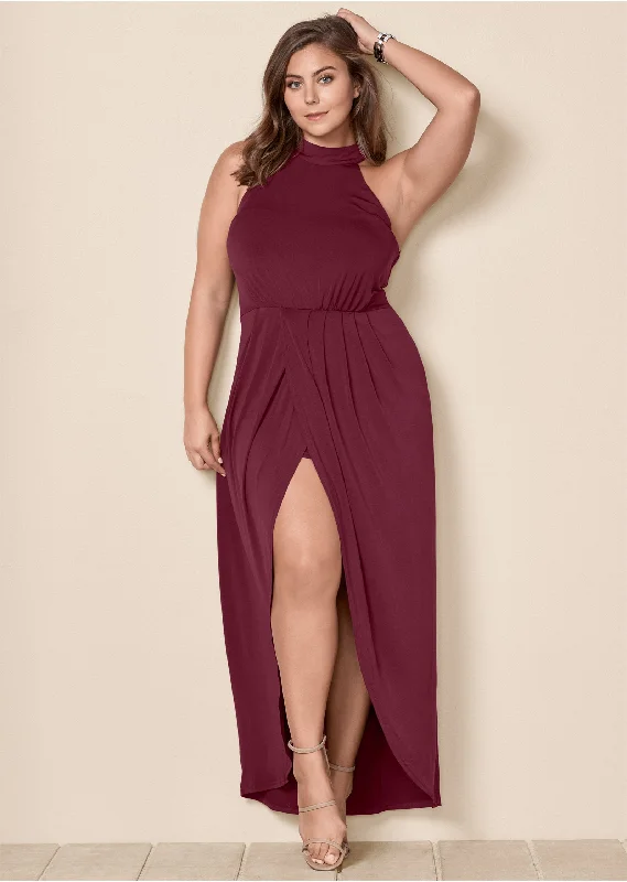 Long drape dress - Wine