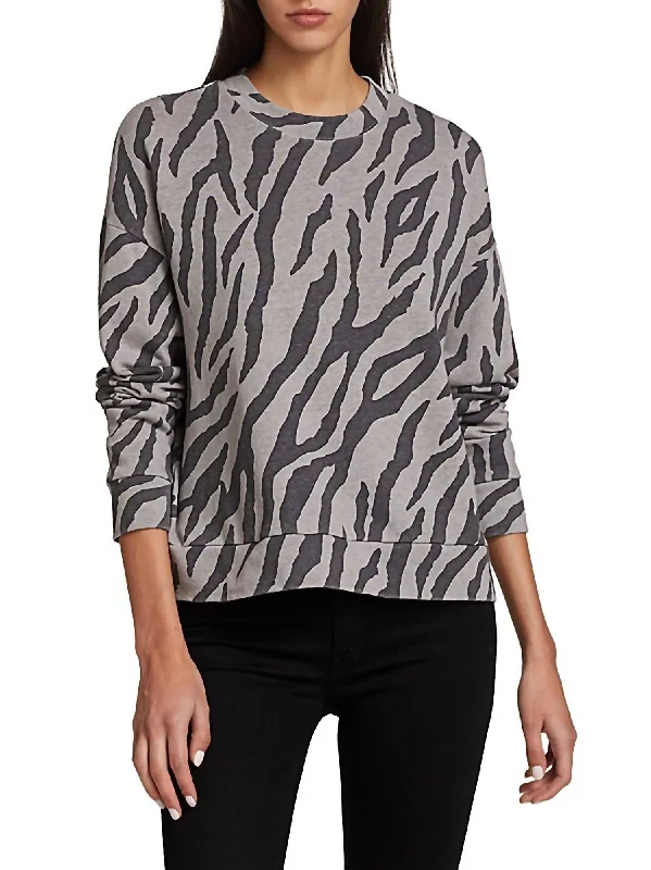 Zebra Boxy Sweatshirt In Grey