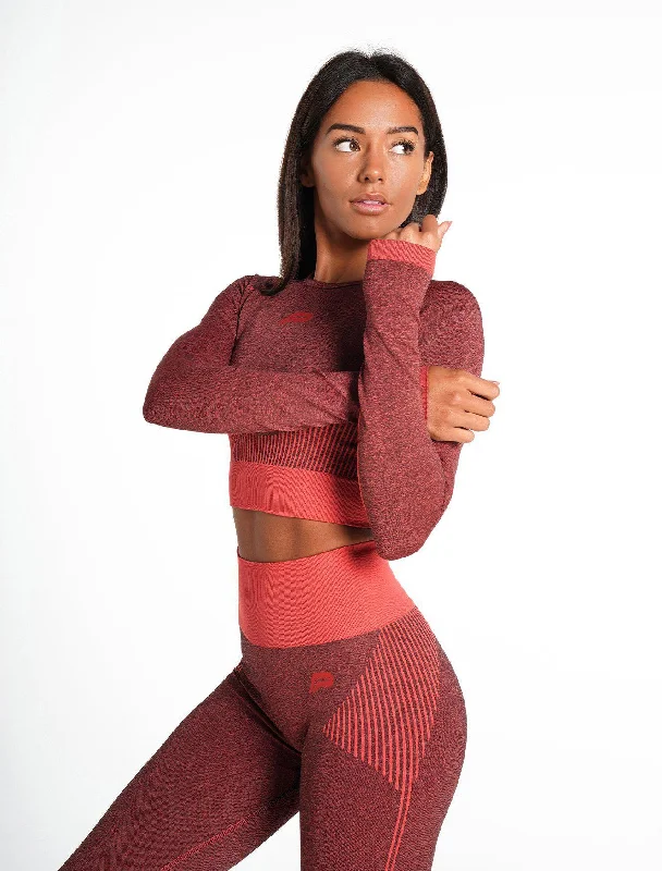 ADAPT Seamless Long Sleeve Crop Top - Coral Quartz