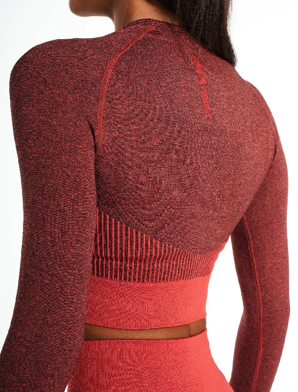 ADAPT Seamless Long Sleeve Crop Top - Coral Quartz