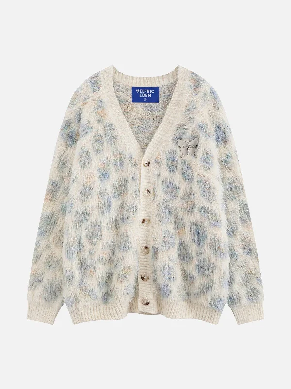 Aelfric Eden Butterfly Emblem Fuzzy Cardigan