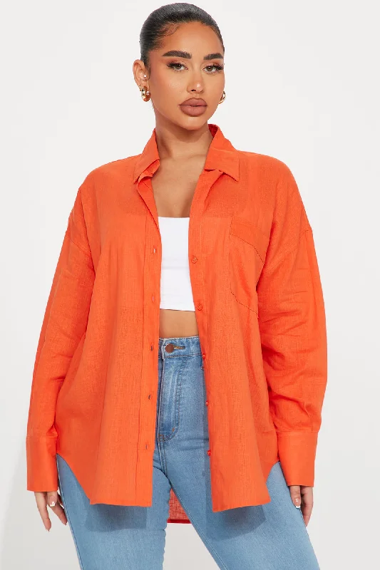 Always Simplistic Linen Shirt - Orange