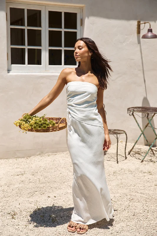 Ashley's Pick Linen Blend Strapless Top White