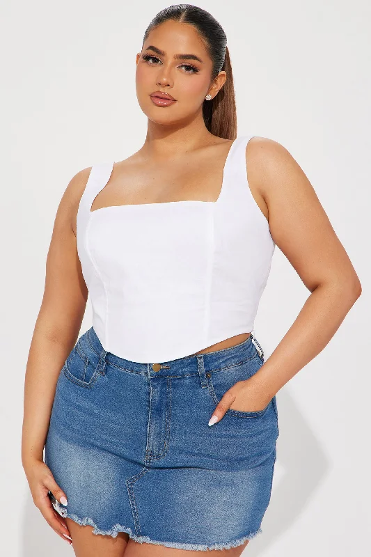 Beachy Moods Linen Corset Top - White