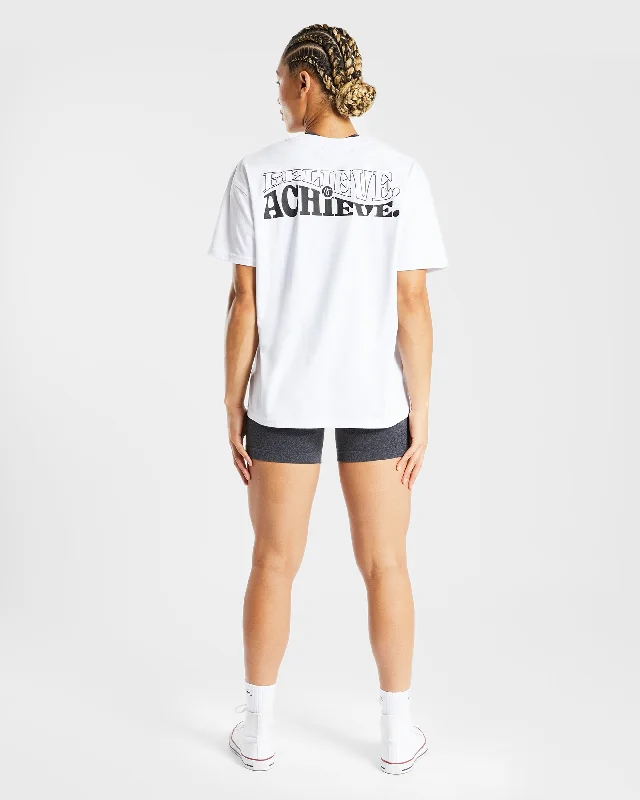 Believe Achieve Oversized T Shirt - White