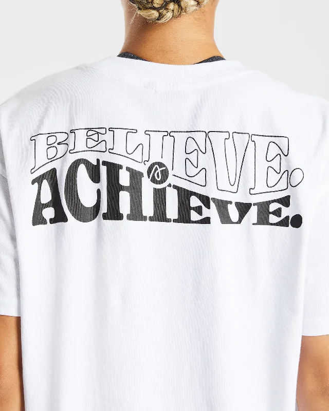 Believe Achieve Oversized T Shirt - White