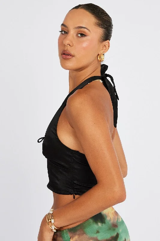 Black Crop Top Halter