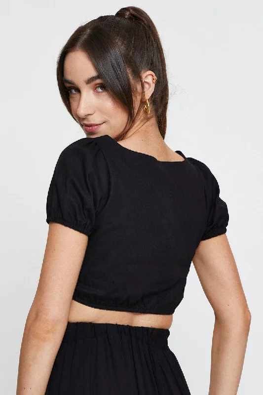 Black Crop Top Short Sleeve