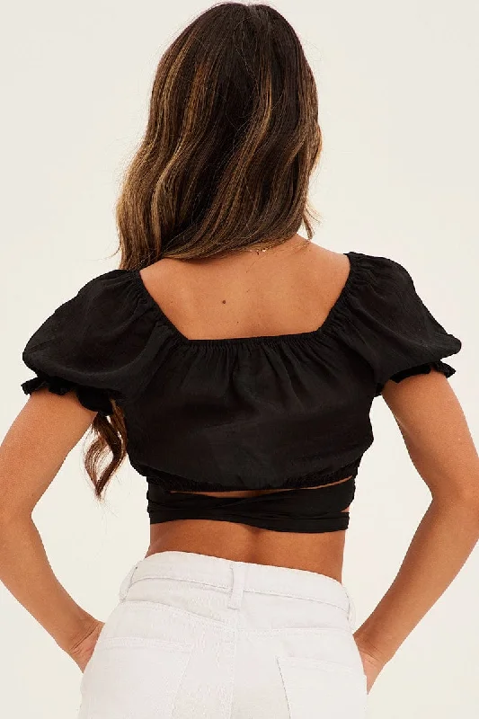 Black Crop Top Tie Up