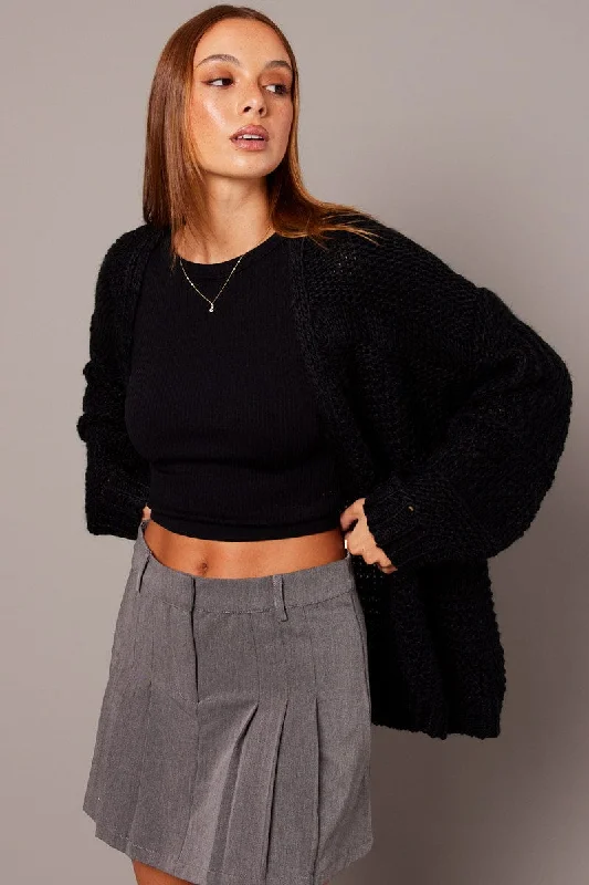 Black Oversized Cardigan Long Sleeve