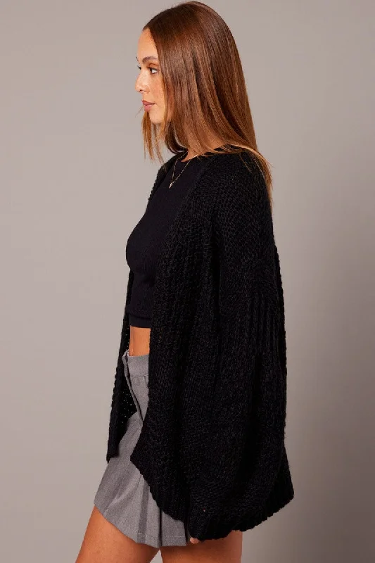 Black Oversized Cardigan Long Sleeve