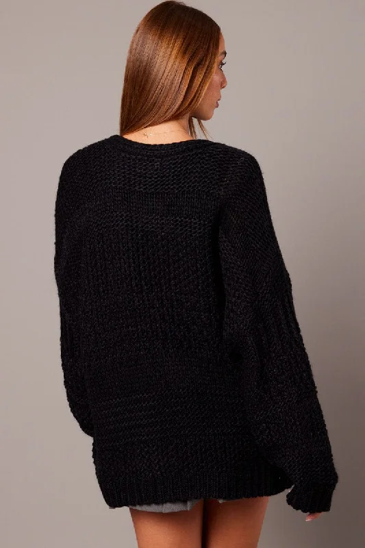 Black Oversized Cardigan Long Sleeve