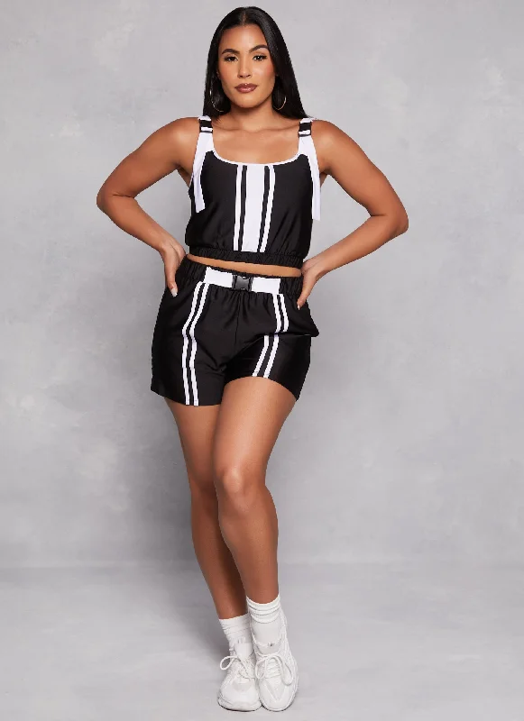 Varsity Stripe Buckle Strap Tank Top