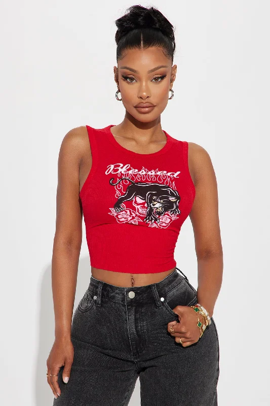 Blessed Black Jaguar Tank Top - Red