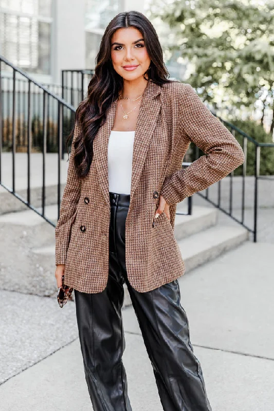 With You Forever Brown Plaid Blazer FINAL SALE