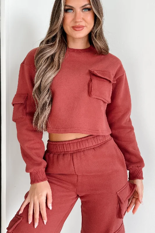 Camren Cropped Crewneck Sweatshirt (Marsala)