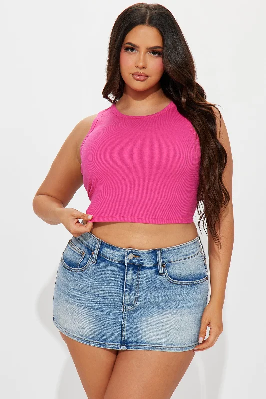 Cara Ribbed Tank - Fuchsia